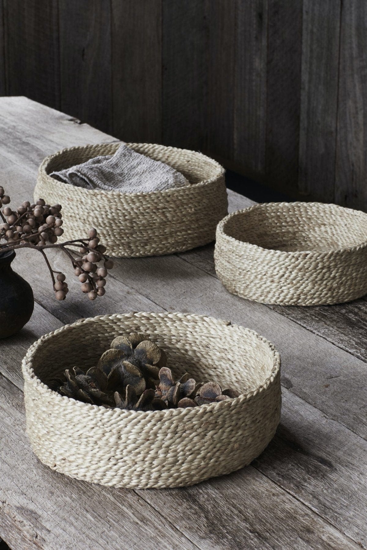 Trio of Round Baskets - Natural