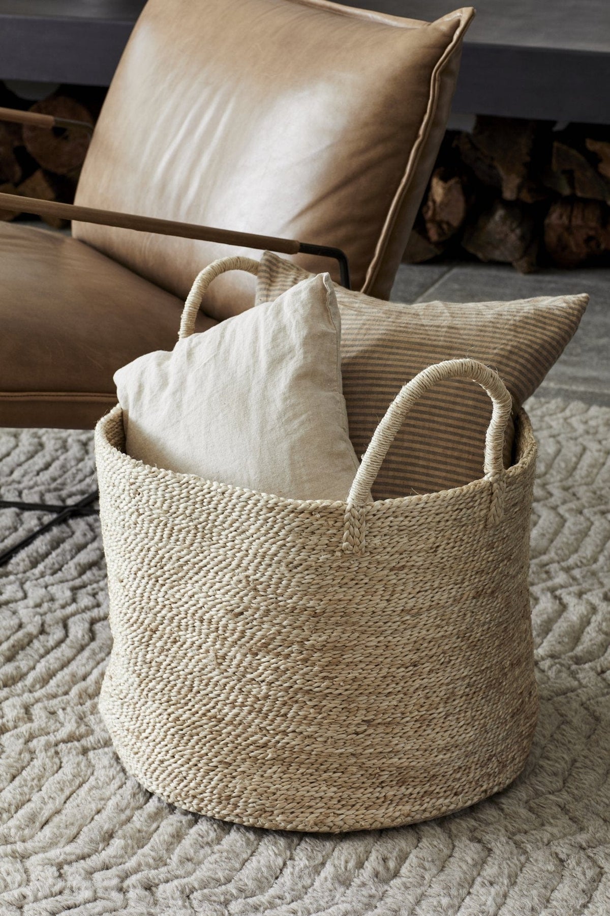 Large Round Jute Basket - Natural