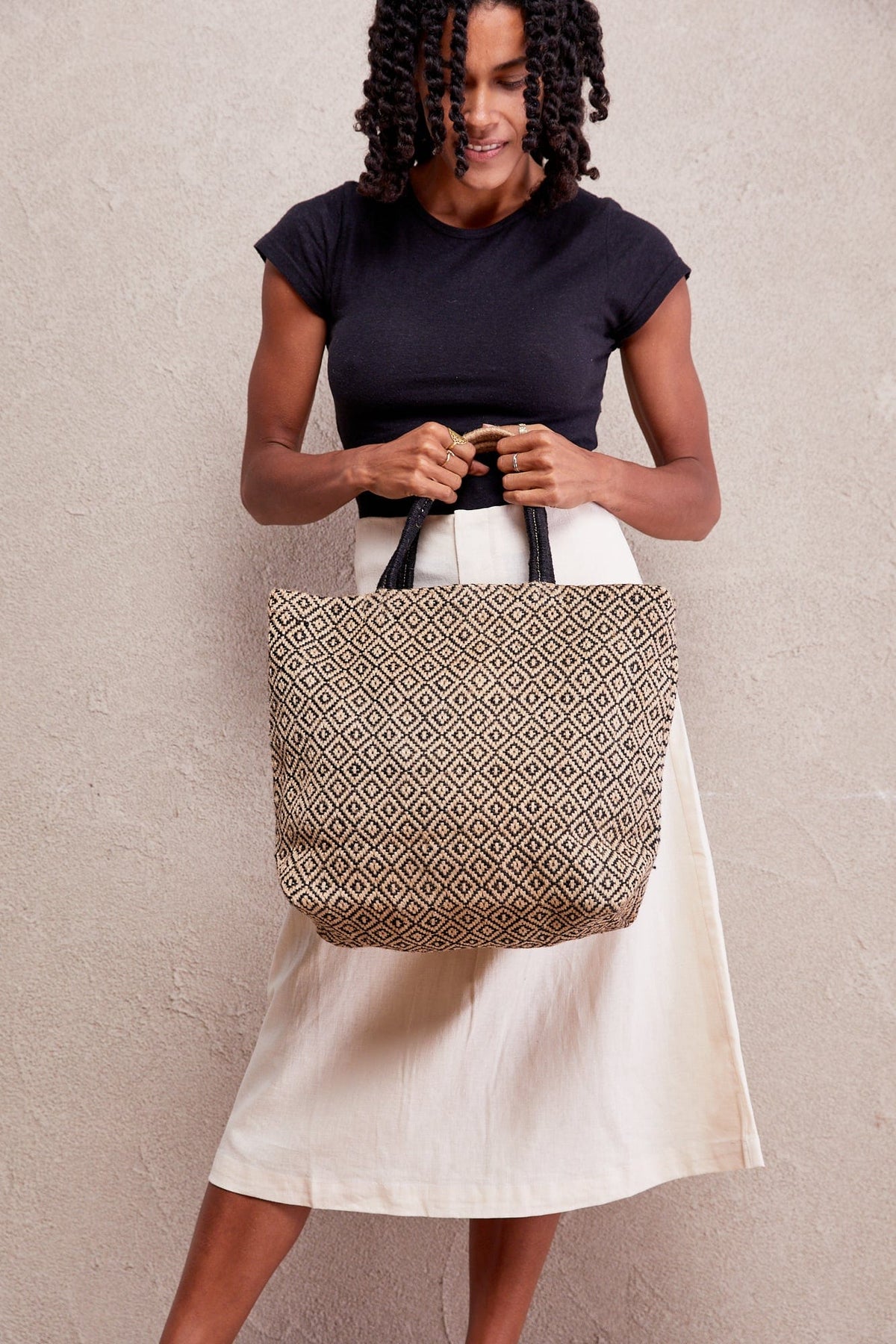 Jute Shopper - Black Diamond