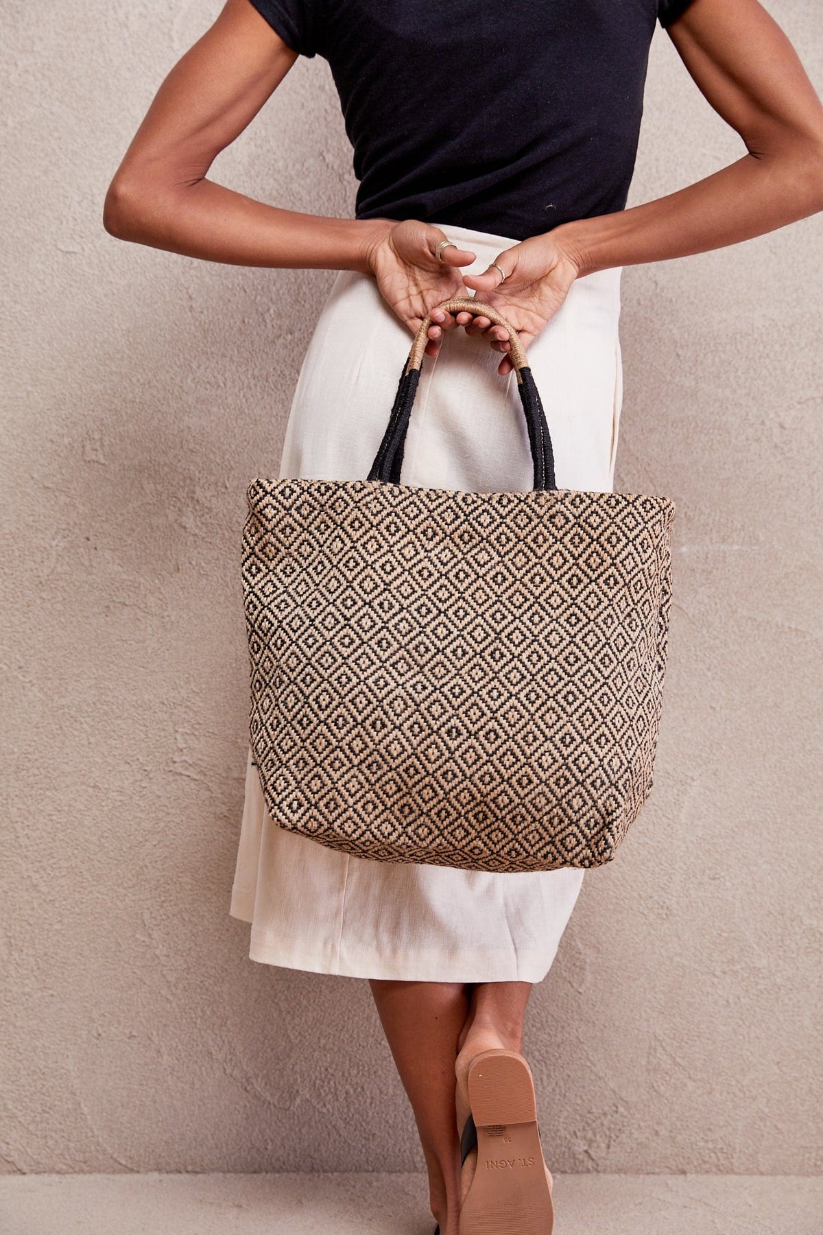 Jute Shopper - Black Diamond