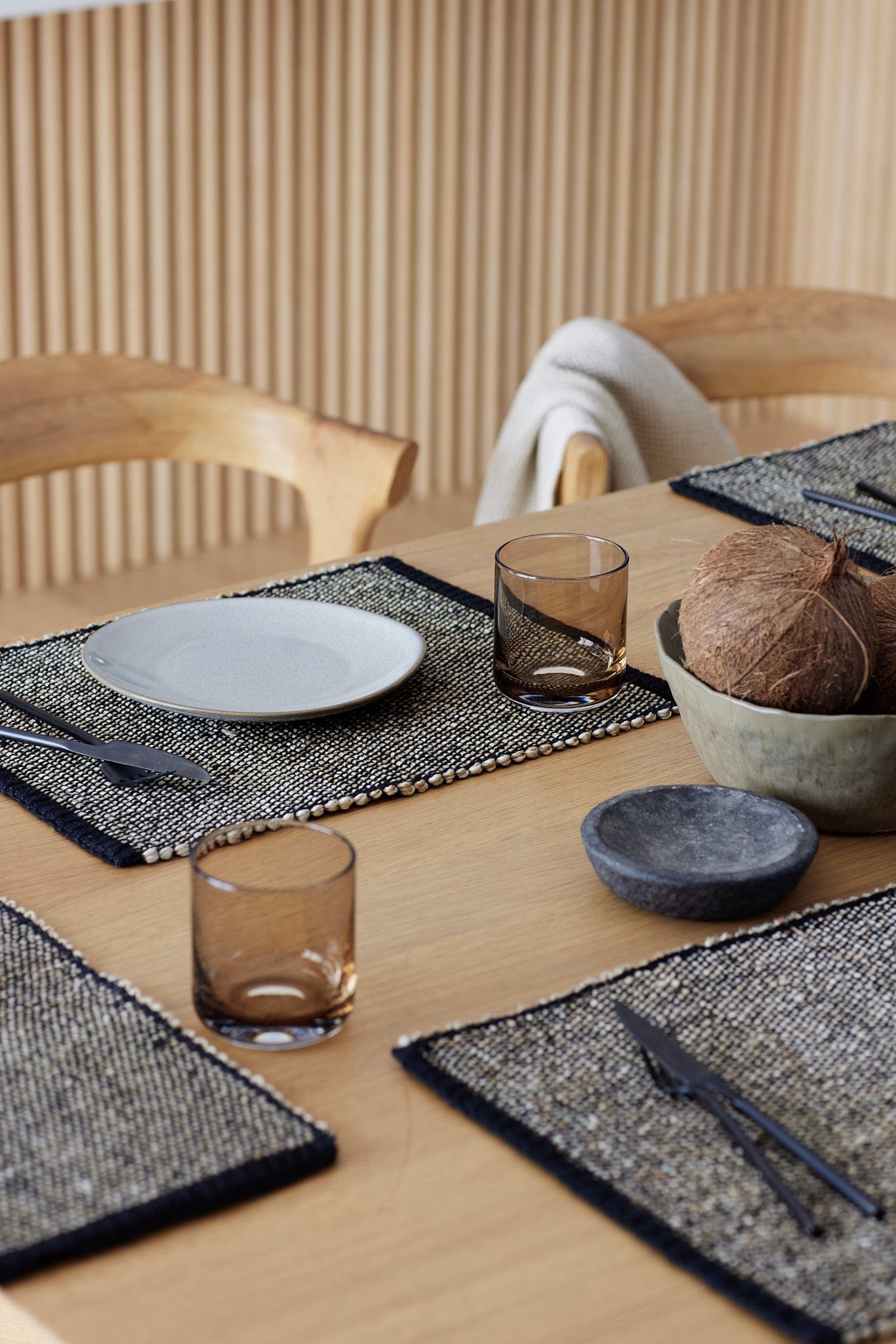 The Dharma Door Home, Table and Gifts Malu Placemat Set x 6 - Charcoal Malu Placemat Set x 6 - Charcoal