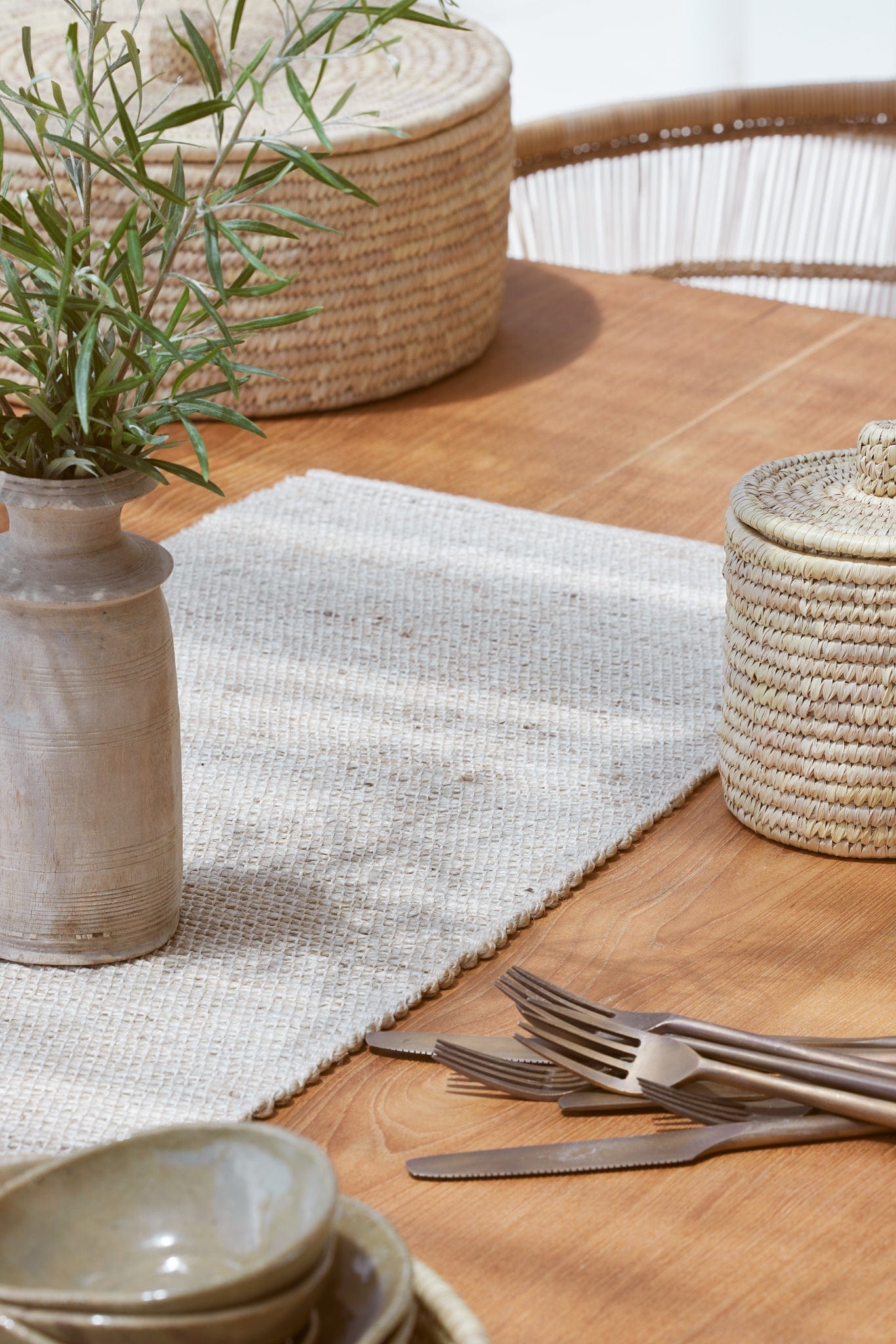 The Dharma Door Home, Table and Gifts Malu Table Runner- Bone Malu Table Runner- Bone