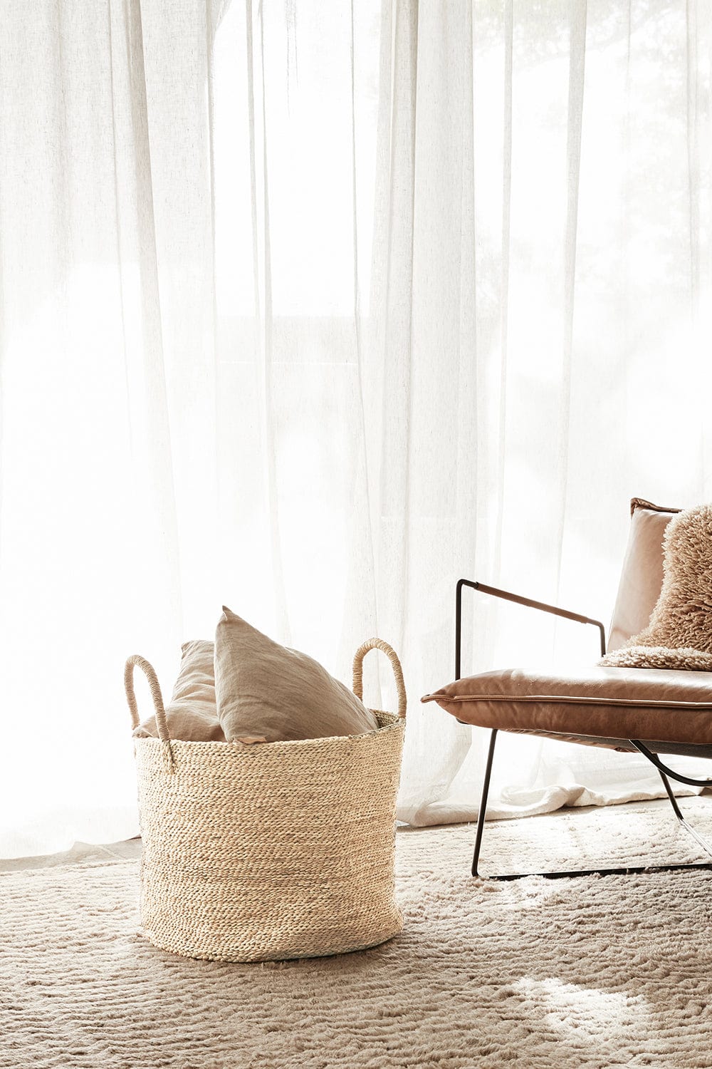Large Round Jute Basket - Natural