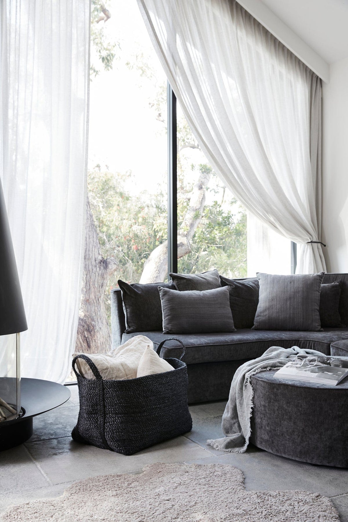 Large Jute Basket - Charcoal