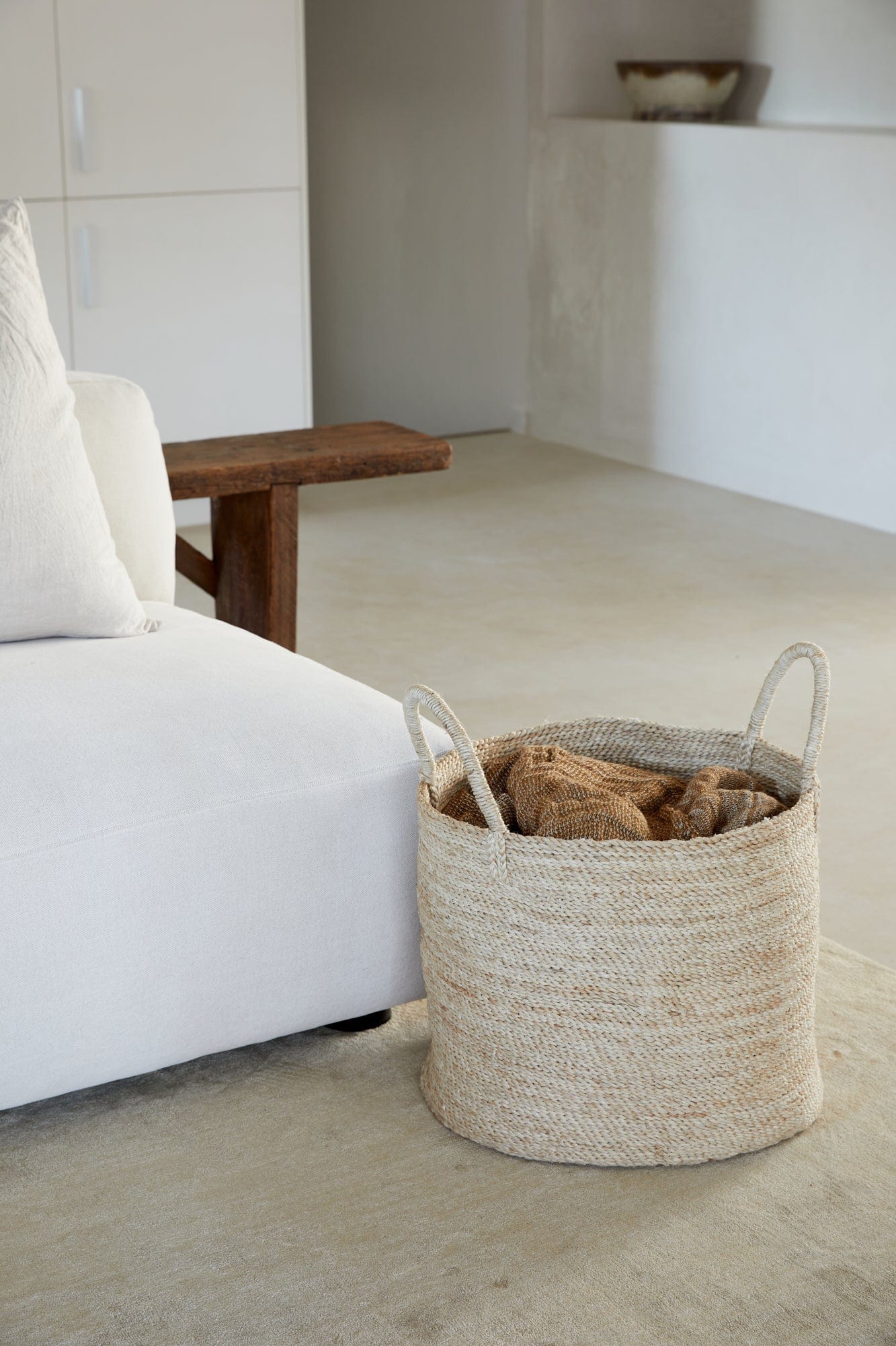Large Round Jute Basket - Natural