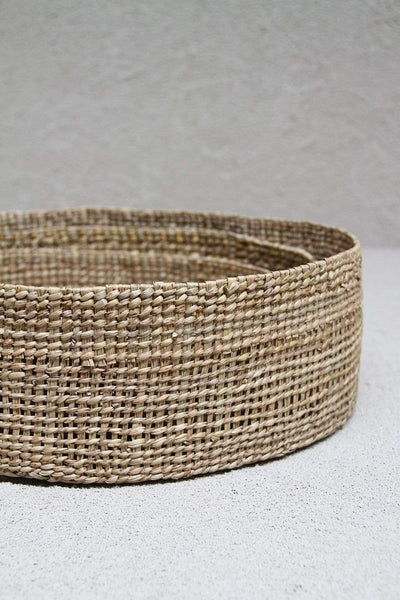 The Dharma Door Basket Woven Pot - Large Trio of Round Grass Baskets - Low