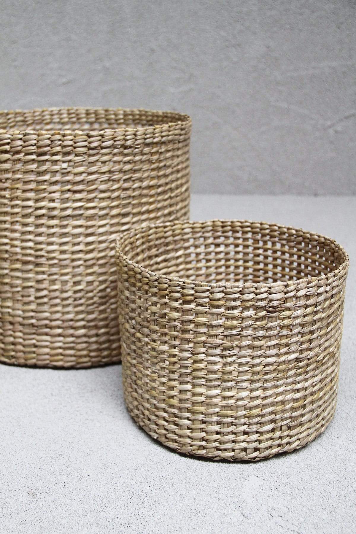 The Dharma Door Basket Trio of Round Grass Baskets - Tall Trio of Round Grass Baskets - Tall