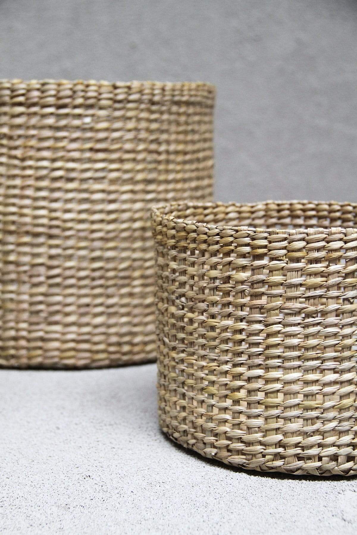 The Dharma Door Basket Trio of Round Grass Baskets - Tall Trio of Round Grass Baskets - Tall