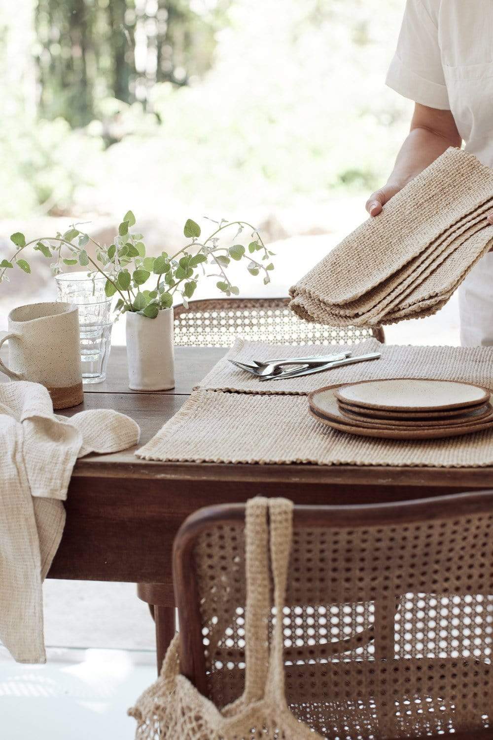 The Dharma Door Home, Table and Gifts Malu Placemat Set x 6 - Bone Malu Placemat Set x 6 - Bone