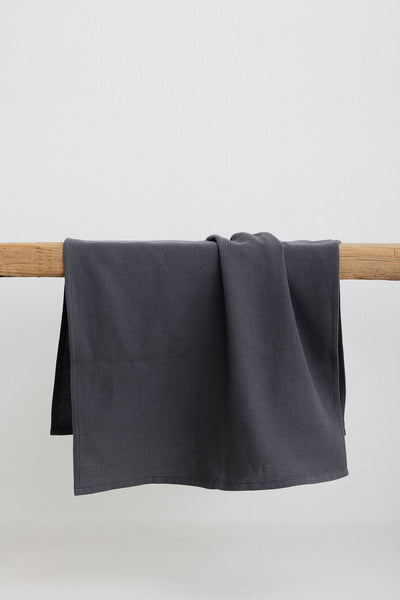 The Dharma Door Organic Cotton Tea Towels Handwoven Tea Towel - Charcoal