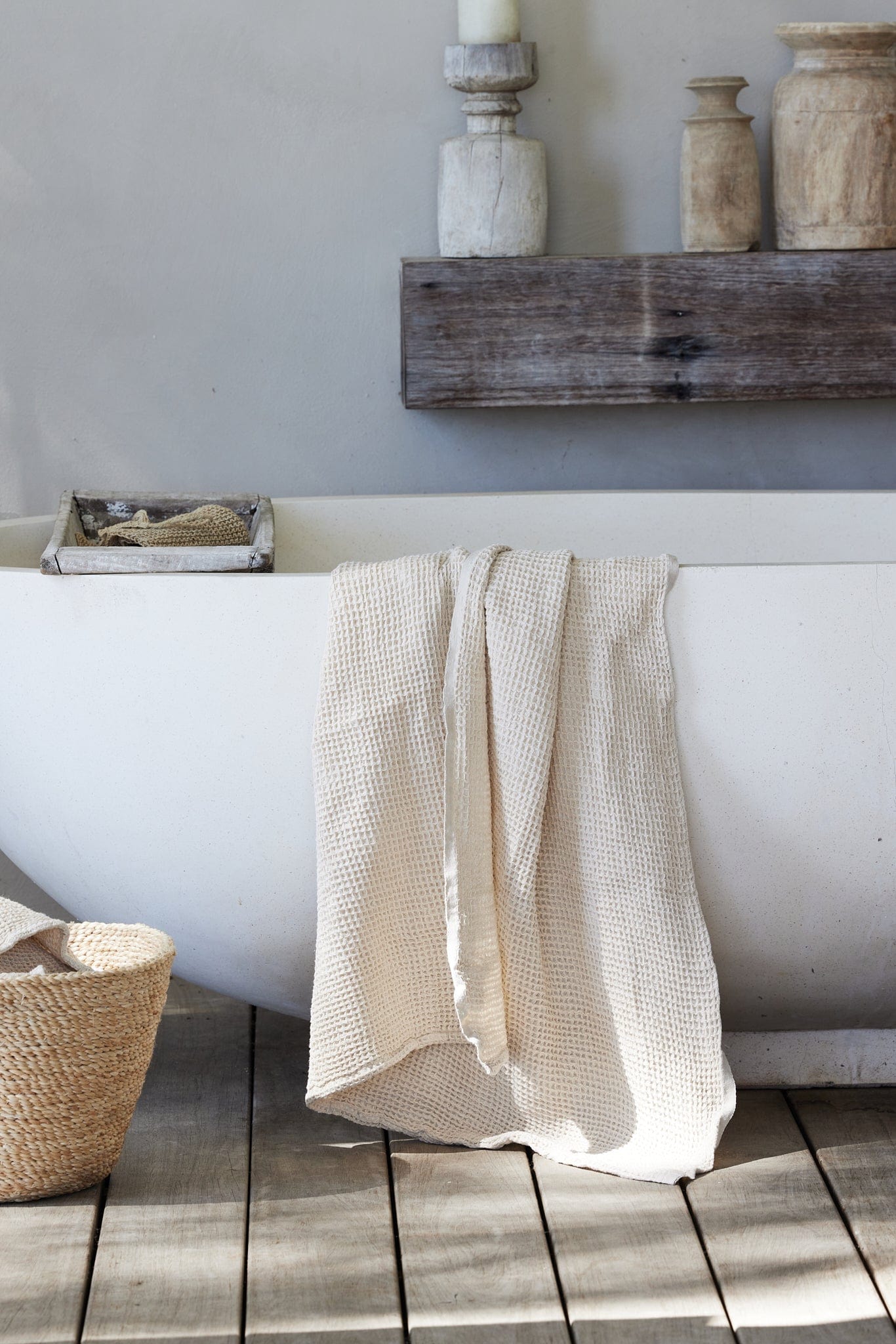 The Dharma Door Organic Cotton Towels Handwoven Bath Sheet - Oatmeal